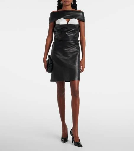 Jean Paul Gaultier Cutout draped leather cocktail dress 2