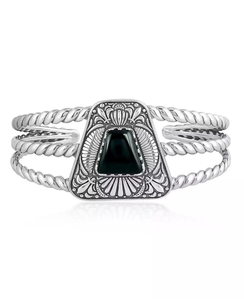 American West Jewelry Sterling Silver Black Onyx Trapezoid Cuff Bracelet, Size