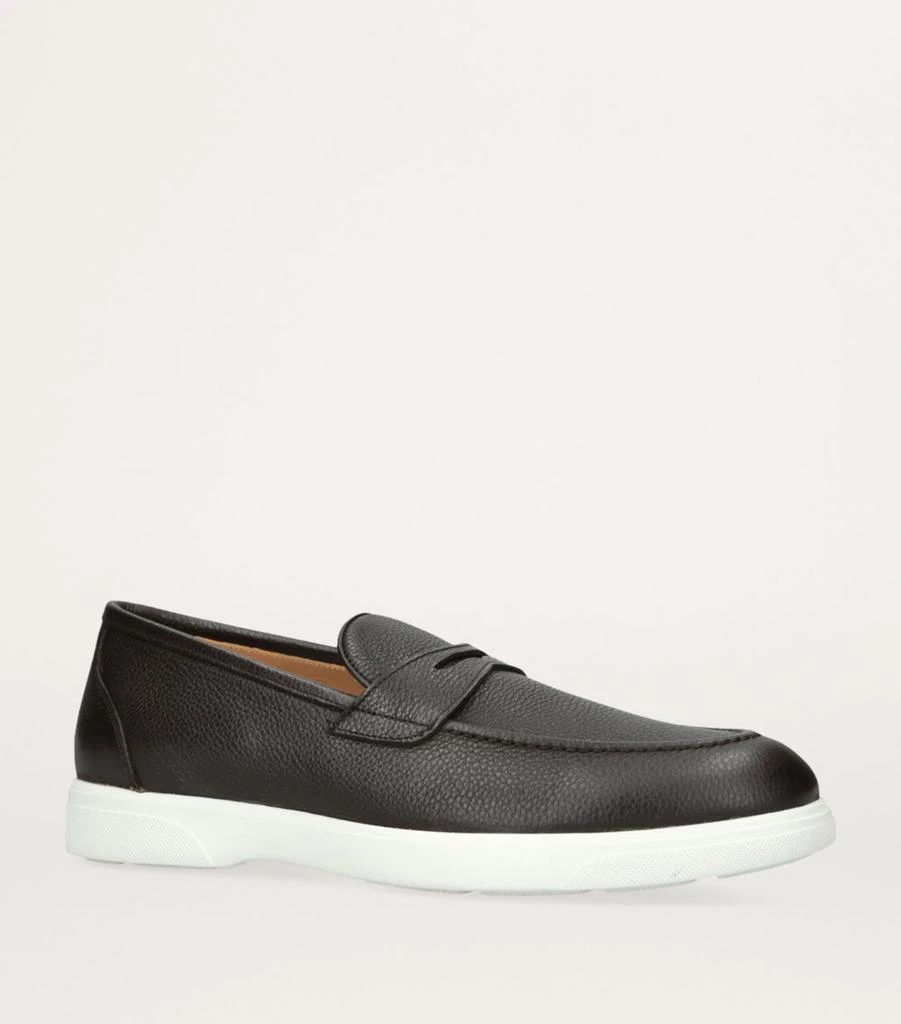 Kiton Grained Leather Penny Loafers 3