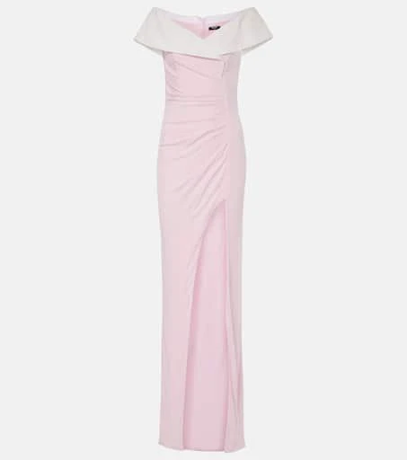 Balmain Draped off-shoulder jersey gown 1