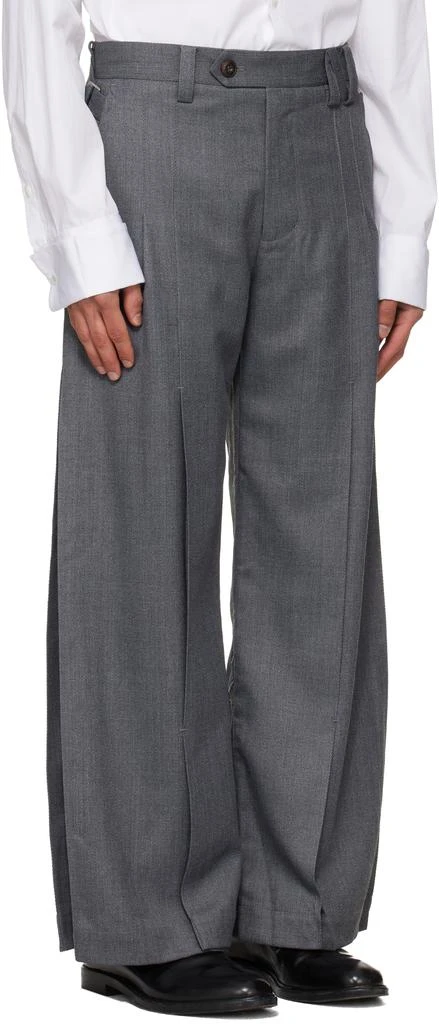 NULLUS Gray Accordion Pleats Tailored Trousers 2