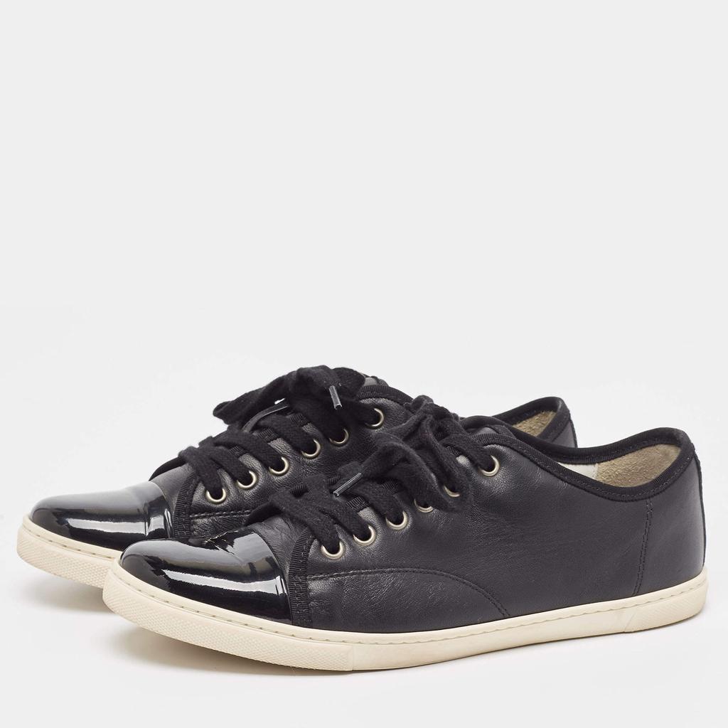 Lanvin Lanvin Black Patent and Leather Low Top Sneakers Size