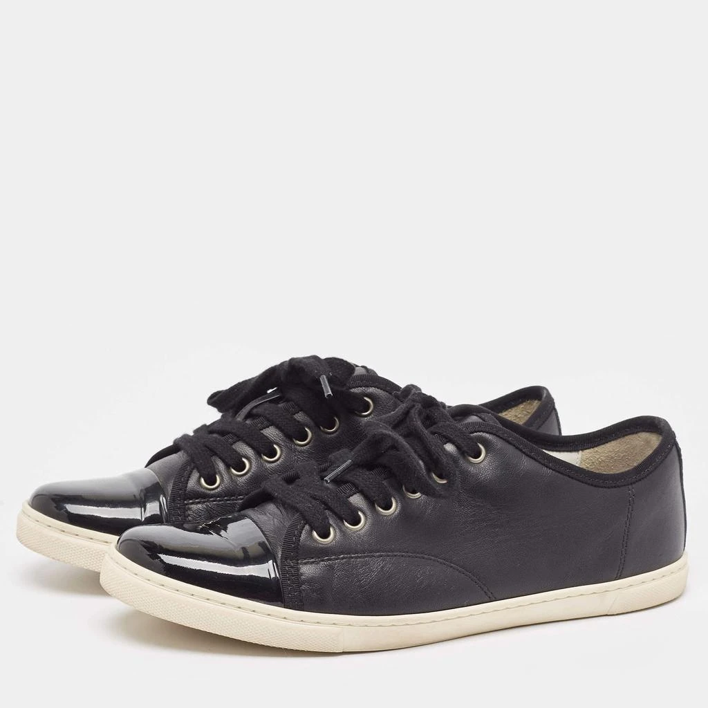 Lanvin Lanvin Black Patent and Leather Low Top Sneakers Size 40 2