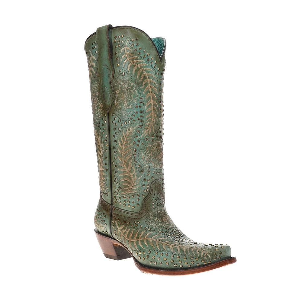 Corral Boots Studded Embroidered Snip Toe Pull On Cowboy Boots 2