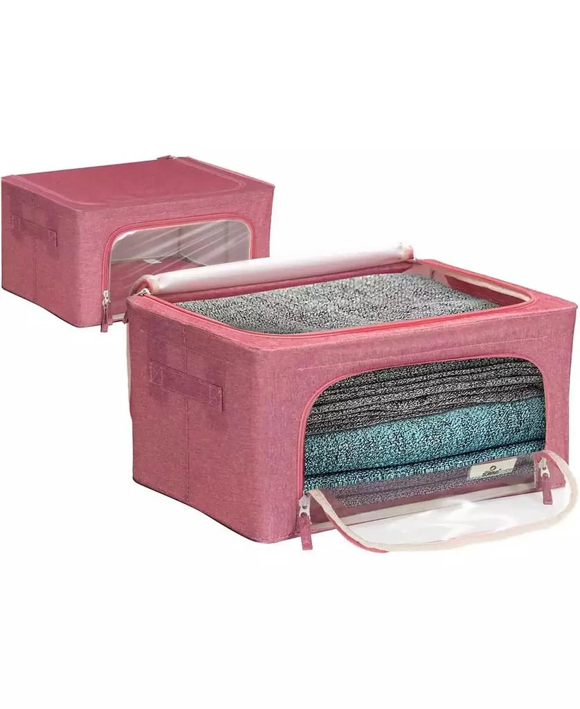 Sorbus 2 Pack Small Foldable Storage Box - Metal Frame, Oxford Fabric, Large Window 
Handles - Organization for Bedroom, Linens 
Clothes (Pink) 4
