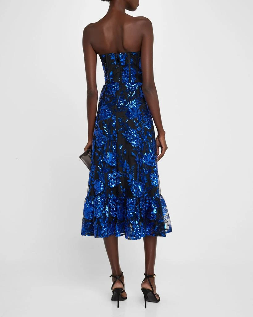 Dress the Population Black Label Carina Floral Sequin Sweetheart Midi Dress 3