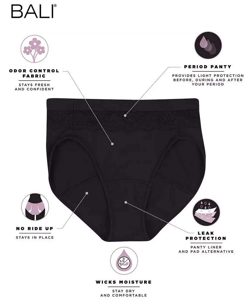 Bali Women's Light Leak Protection Hi-Cut Brief Period Underwear DFLLH1 3