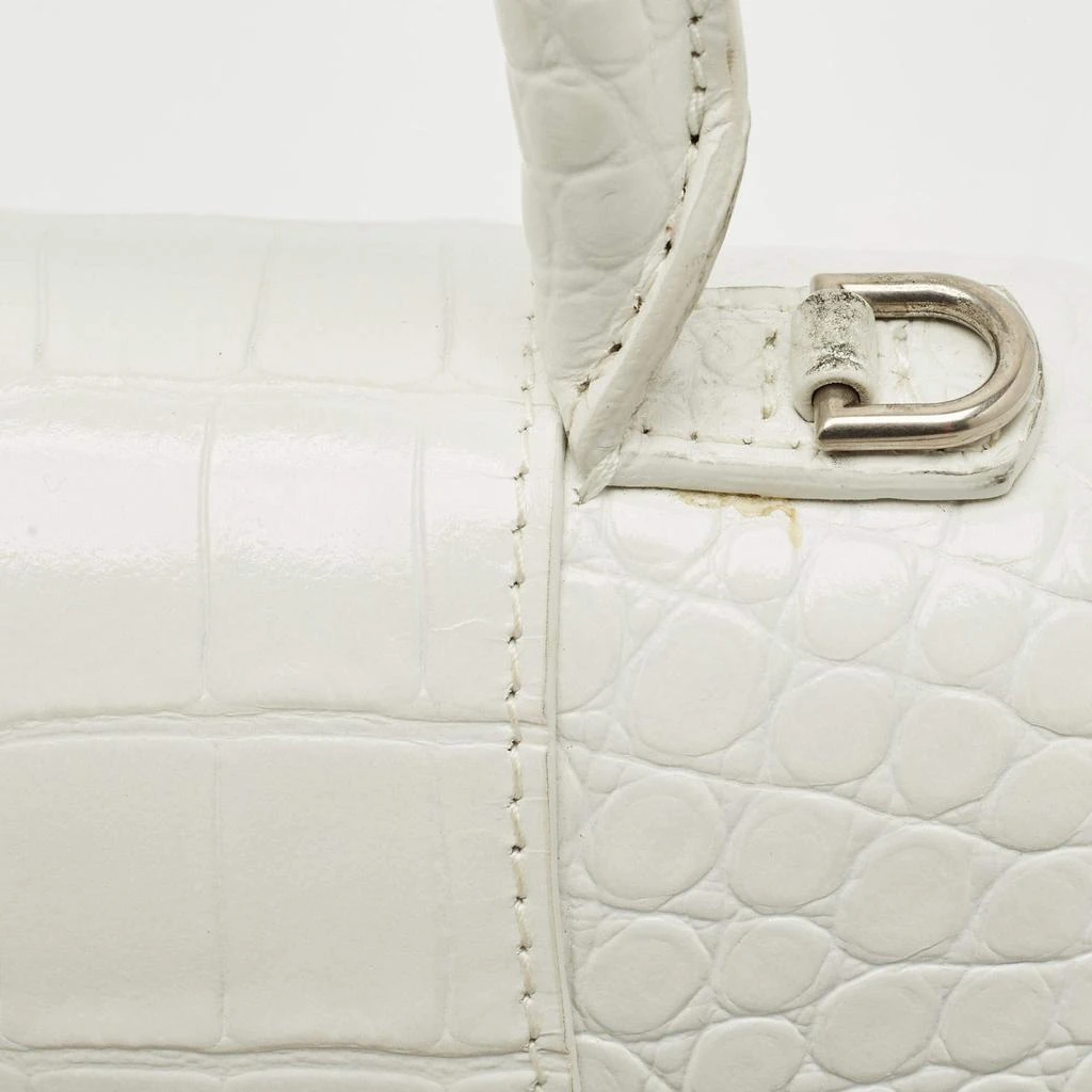 Balenciaga Balenciaga White Croc Embossed Leather Small Hourglass Top Handle Bag 6