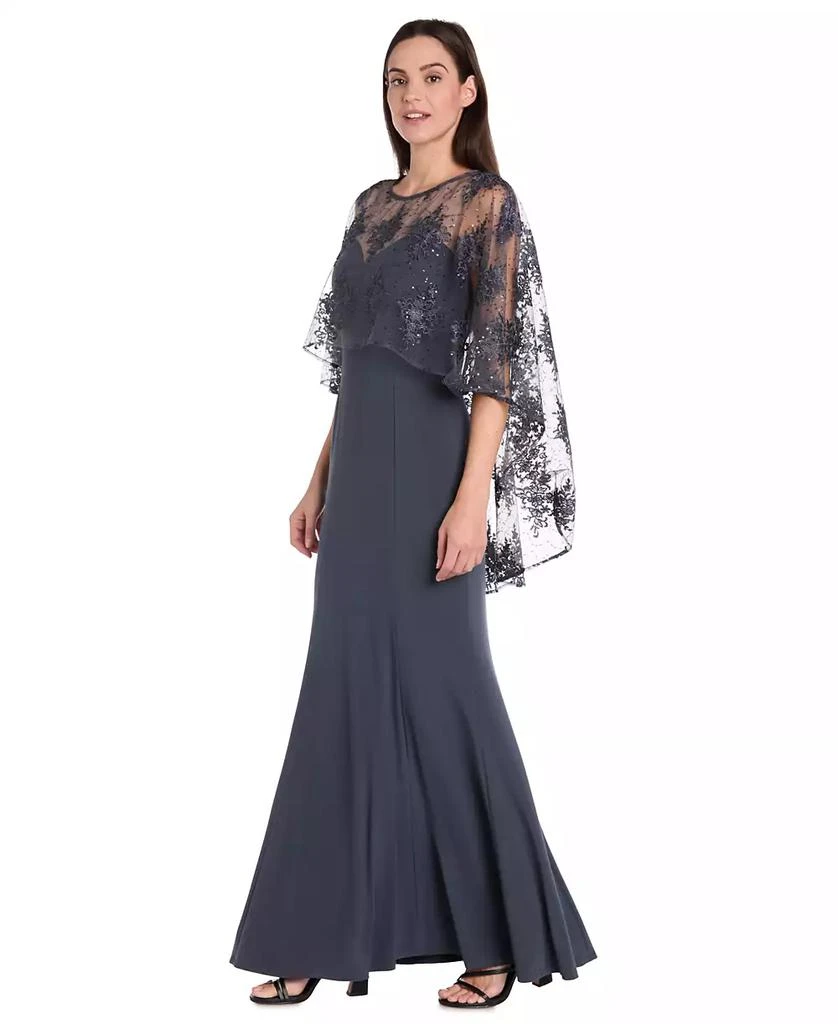 R & M Richards Women's Embellished-Capelet Gown 3