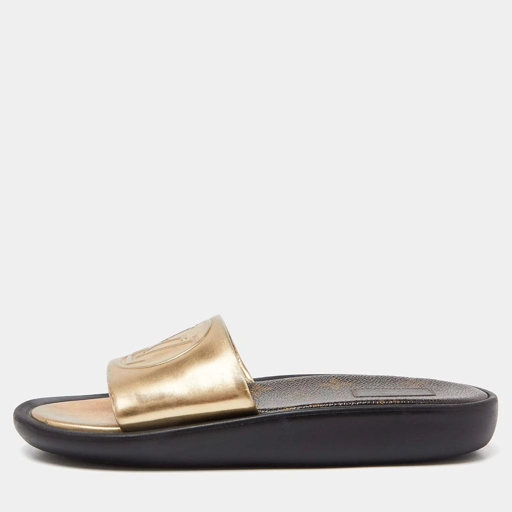 Louis Vuitton Louis Vuitton Gold Leather Sunbath Flat Slides Size 36 1
