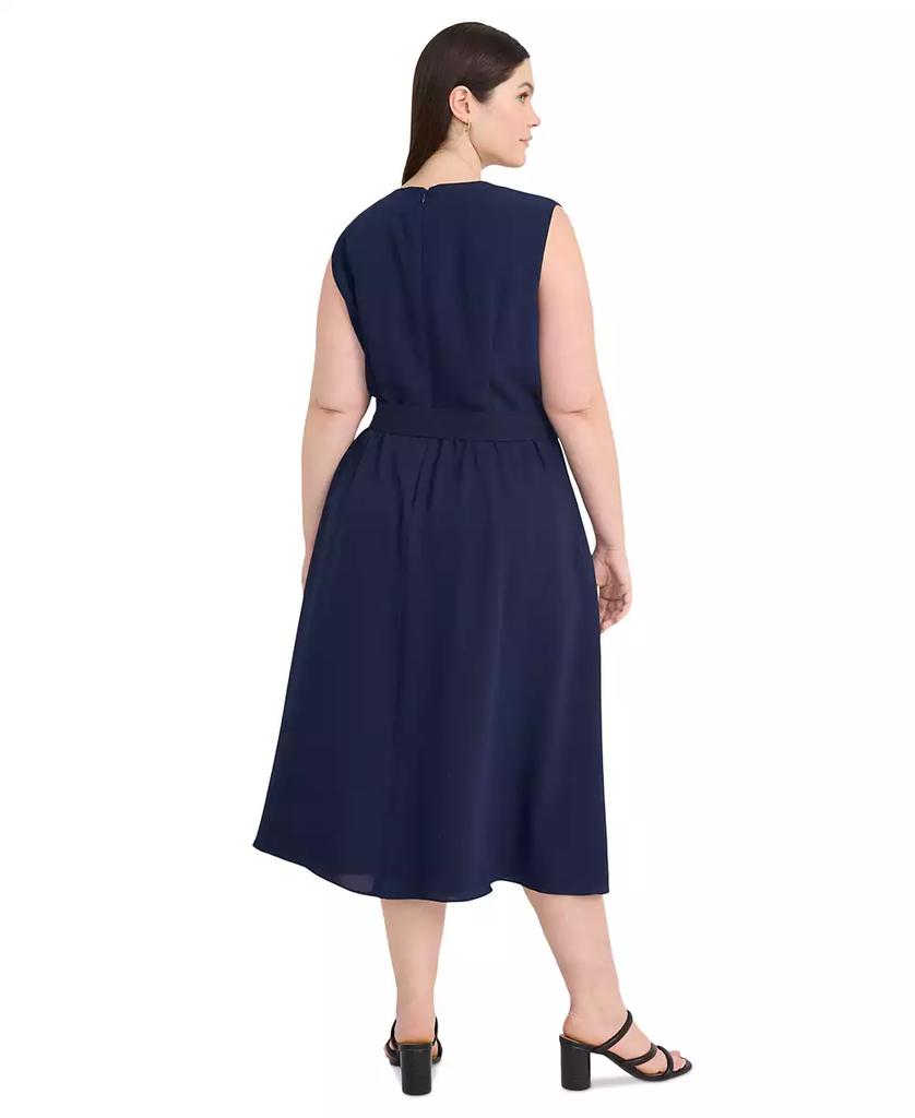 Maggy London Plus Size Belted Sleeveless Fit & Flare Dress