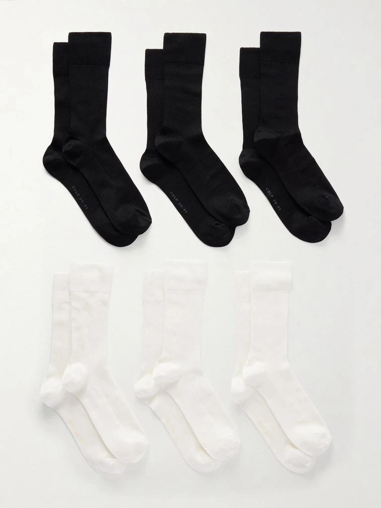 CDLP Set Of Six Ribbed Cotton-blend Socks