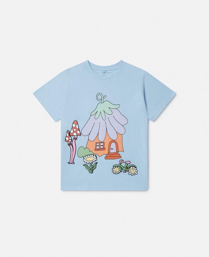 Stella McCartney Stella McCartney - Woodland Friends Crewneck T-Shirt, Woman, Blue, Size: 10