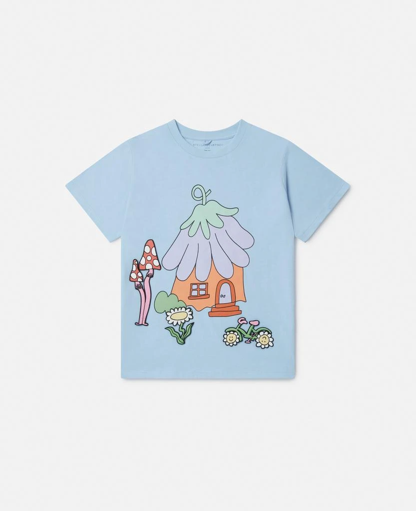 Stella McCartney Stella McCartney - Woodland Friends Crewneck T-Shirt, Woman, Blue, Size: 10 1