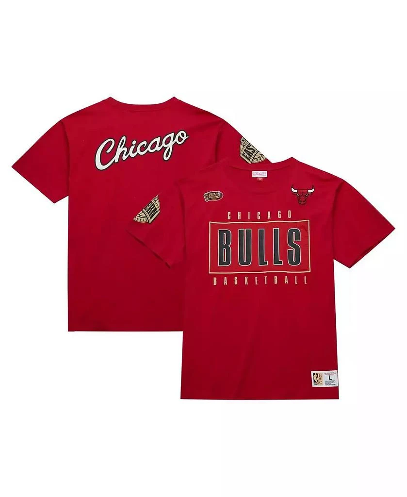Mitchell & Ness Men's Red Distressed Chicago Bulls Hardwood Classics Team OG 2.0 Premium Vintage-Like Logo T-shirt 1