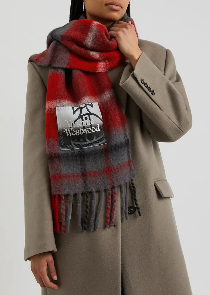 Vivienne Westwood Checked alpaca-blend scarf 2