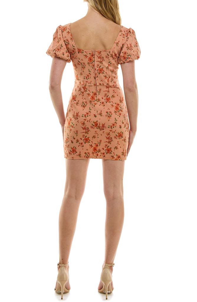 ROW A Front Twist Bubble Sleeve Body-Con Dress