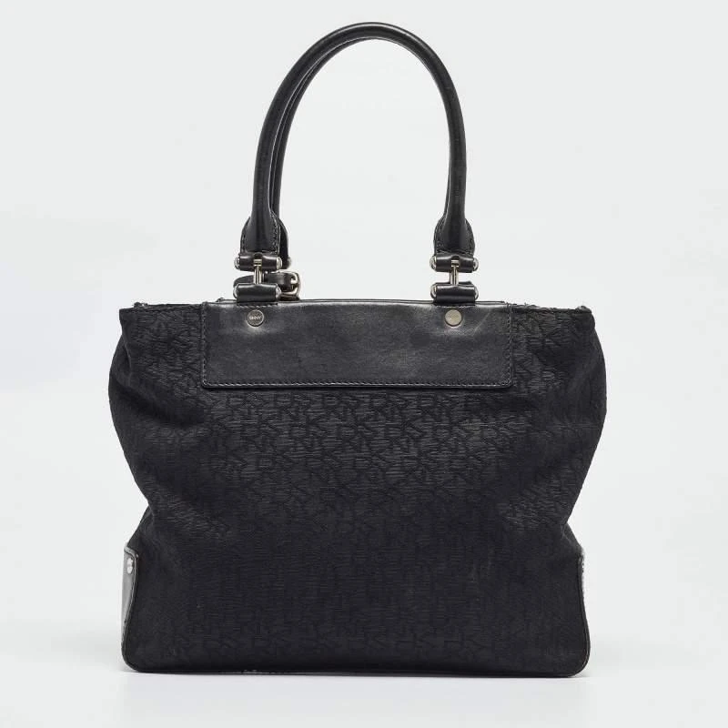 DKNY DKNY Black Monogram Canvas and Leather Tote 4