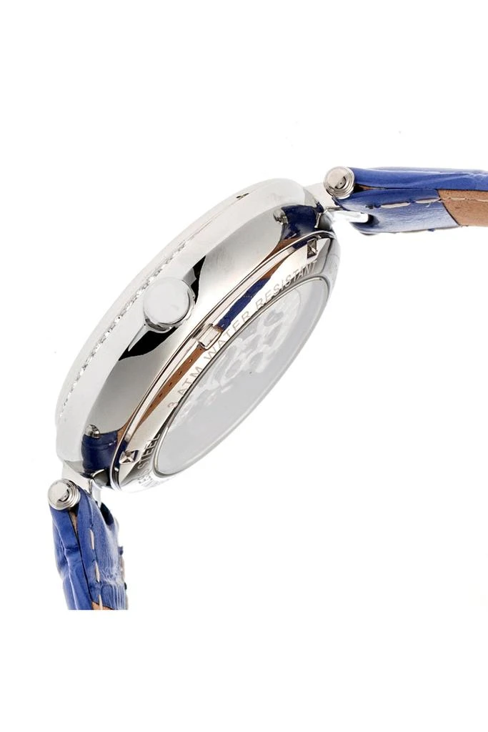 Empress Stella Automatic Semi-Skeleton MOP Leather-Band Watch 3