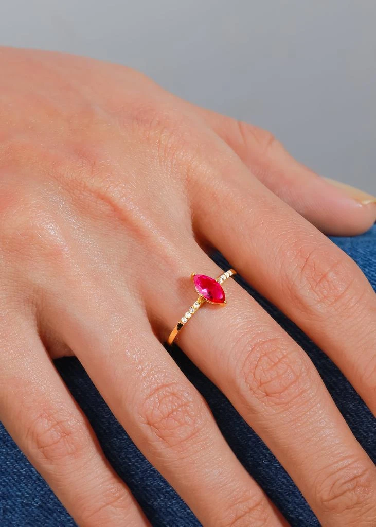 Tiramisu 14K Gold Plated Over 925 Sterling Silver Lab Created Ruby Ring with Accents 2
