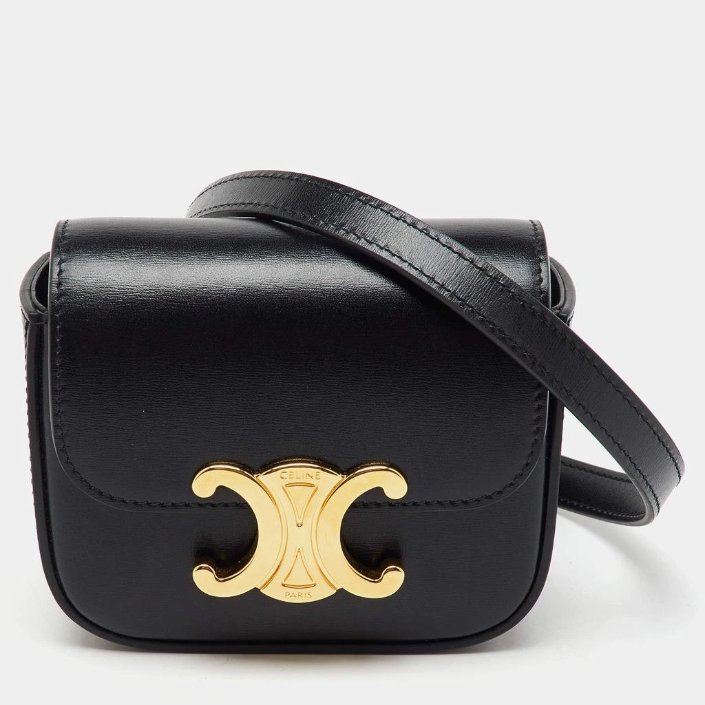 Celine Celine Black Leather Mini Triomphe Shoulder Bag 1