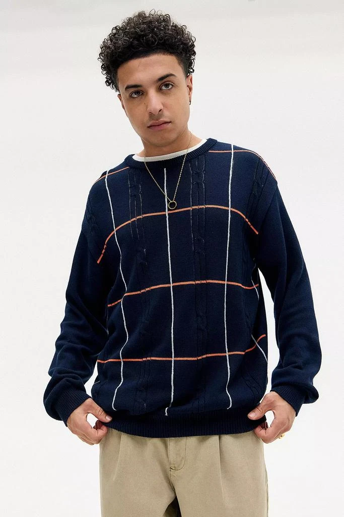 BDG BDG Navy Check Cable Knit Sweater 1