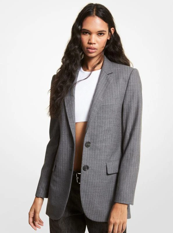 michael_kors Striped Stretch Wool Boyfriend Blazer 1