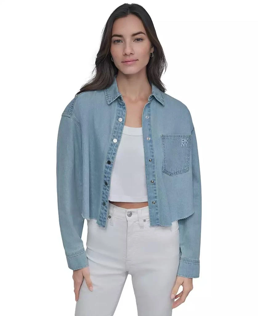 DKNY Women's Cropped Chambray Shirt 8