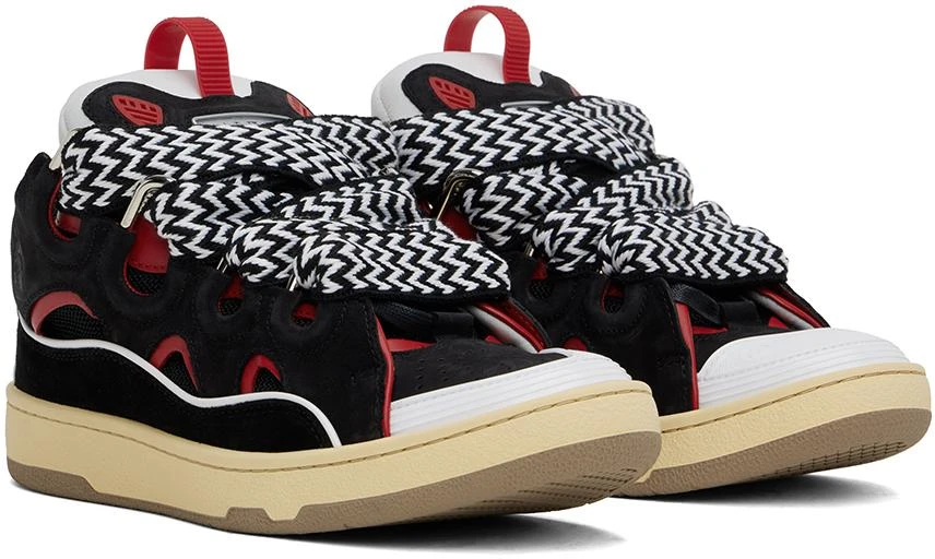 Lanvin SSENSE Exclusive Black Leather Curb Sneakers 4