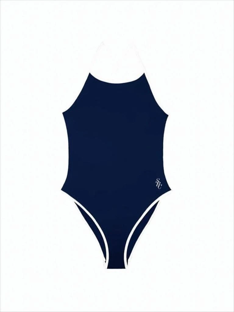 Sporty and Rich Fitted One-Piece Swimsuit with Crisscross Straps