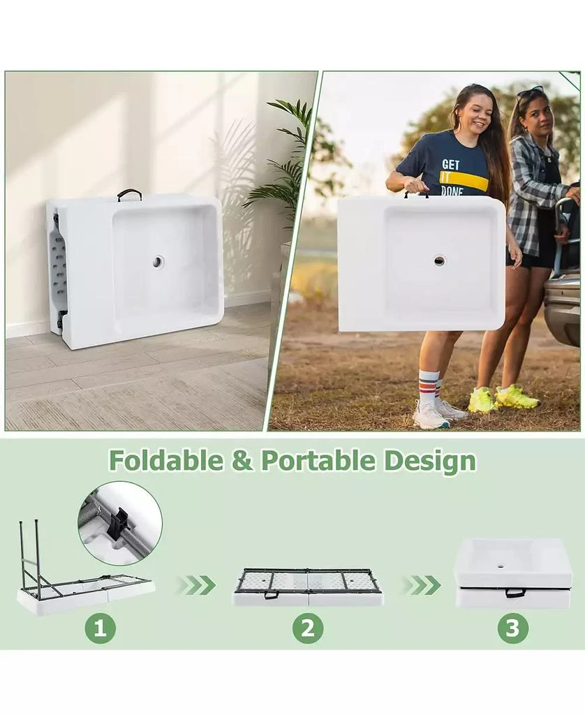 Mecale 5 FT Folding Ice Cooler Table with Double Sinks for Camping Party Picnic Wedding 6