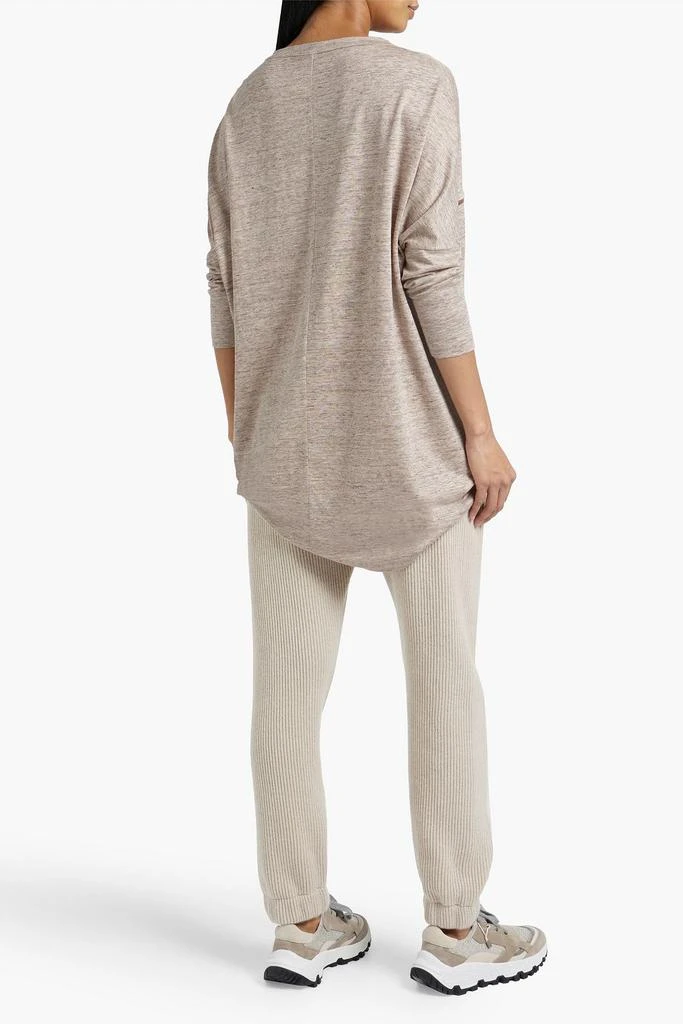 Brunello Cucinelli Oversized bead-embellished linen-blend jersey top 3