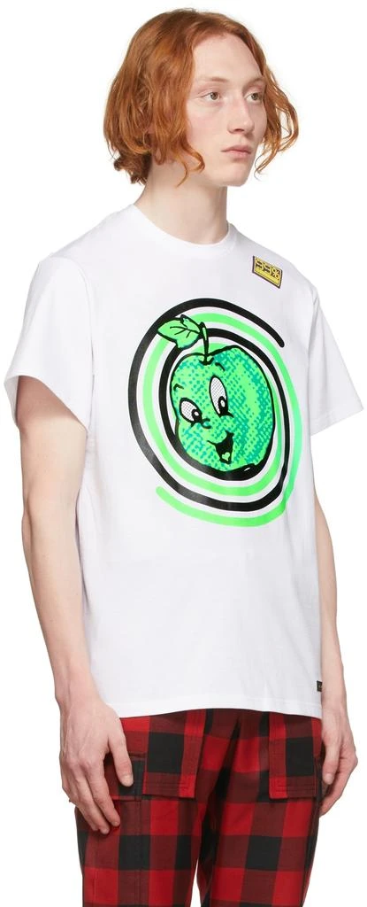 99%IS- White Spiral Apple Mesh-Eye T-Shirt 2