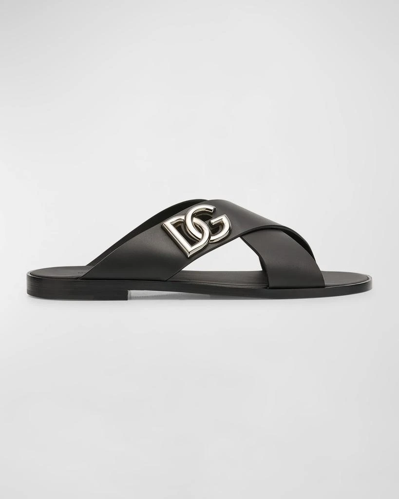 Dolce & Gabbana Men's DG Crisscross Leather Slide Sandals 1