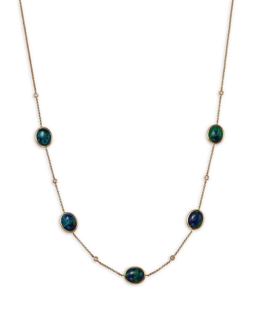 Bloomingdale
s Fine Collection Azurite 
Diamond Bezel Collar Necklace in 14K Yellow Gold, 16-18" 1