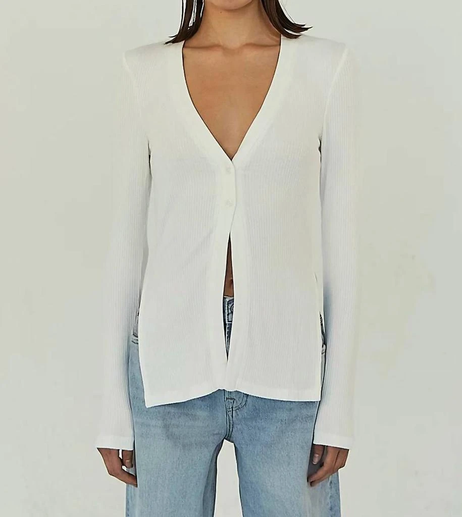 The Range Alloy Rib Long Sleeve Button Down In Light Shell 4