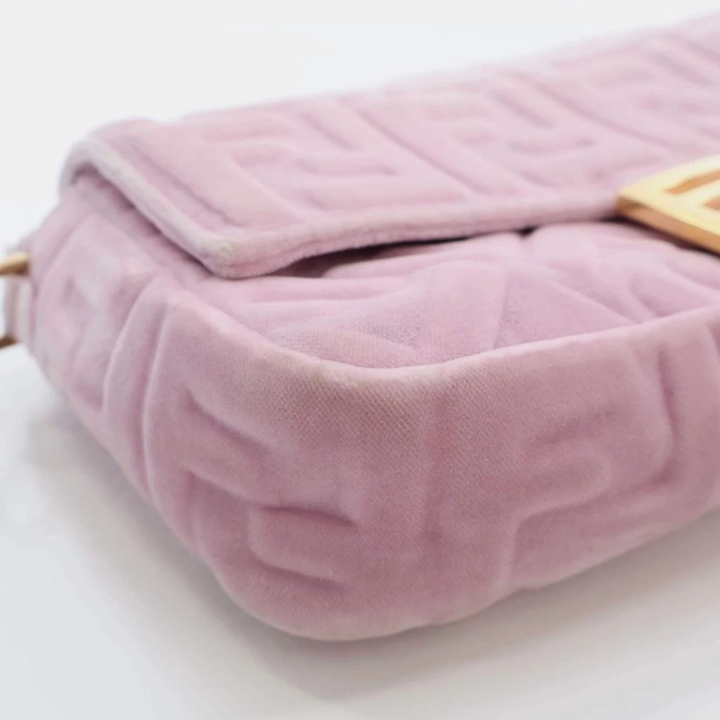 Fendi Fendi Rosa Confetti Velvet FF Embossed Baguette Shoulder Bags 15