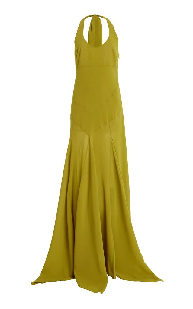 SIEDRÉS SIEDRÉS - Exclusive Raye Scarf-Detailed Midi Halter Dress - Green - L - Moda Operandi 1