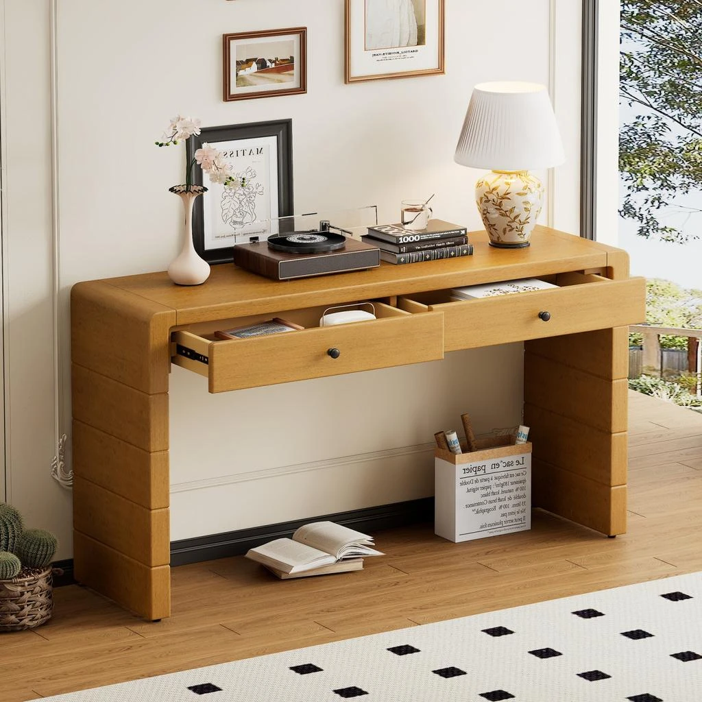 Streamdale Furniture Streamdale Curved Console Table with Drawers - Entryway Table 5