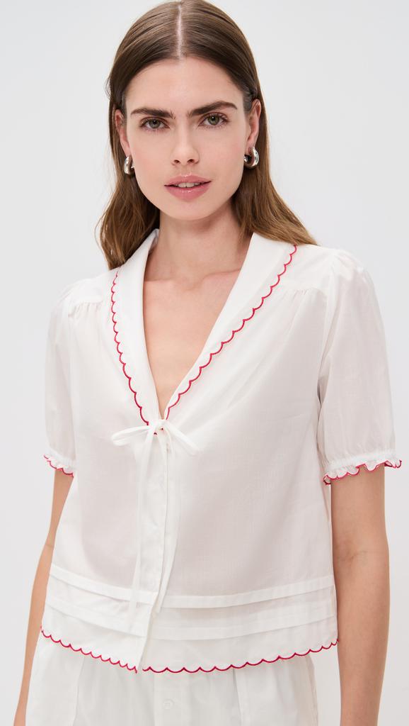 Wayf Elena Embroidered Top