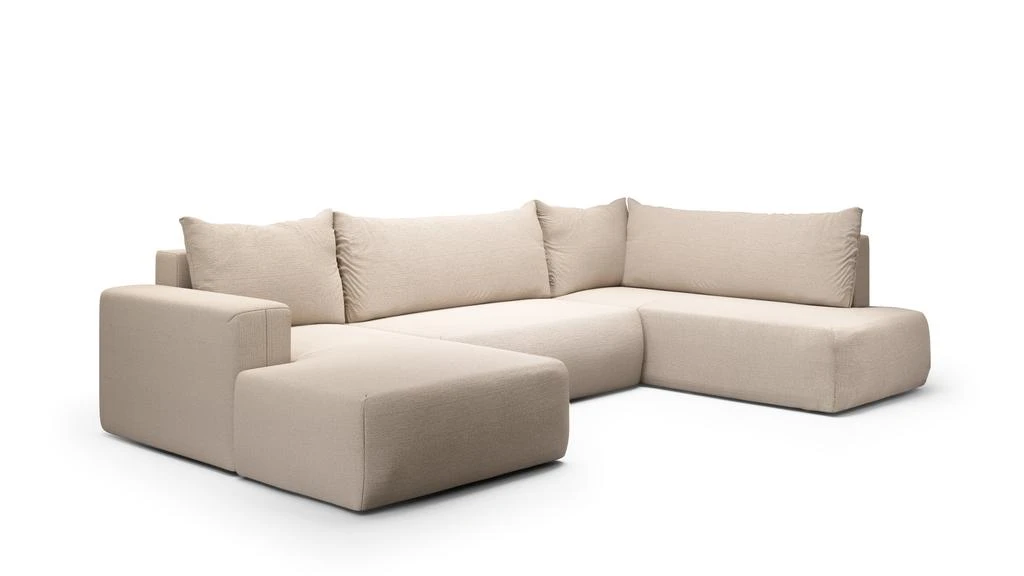 预计3周后发货 Nazar Home Canapé D'Angle Convertible 6 Places - Angle Droit - Nala - Tissu Beige 1