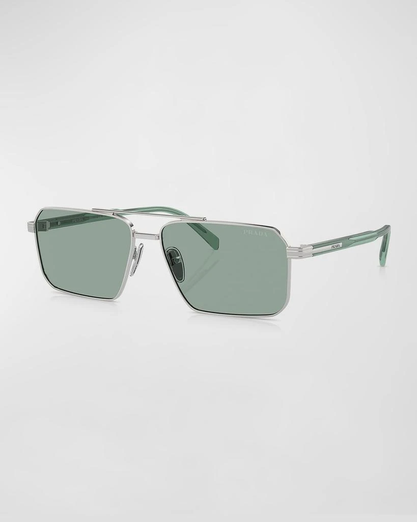 Prada Men's Double-Bridge Metal Square Sunglasses 1