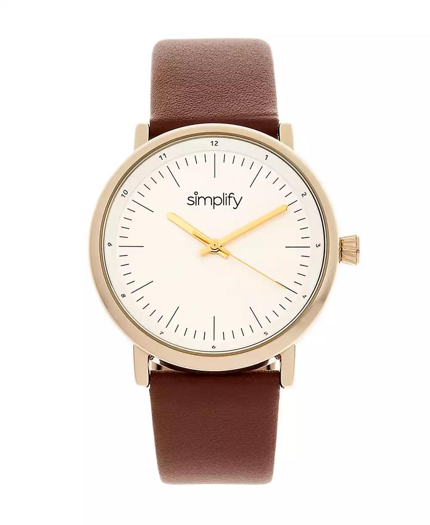 Simplify Quartz The 6200 White Dial, Genuine Brown Leather Watch 39mm