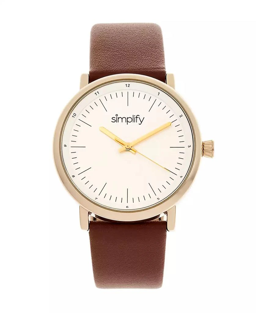 Simplify Quartz The 6200 White Dial, Genuine Brown Leather Watch 39mm 1