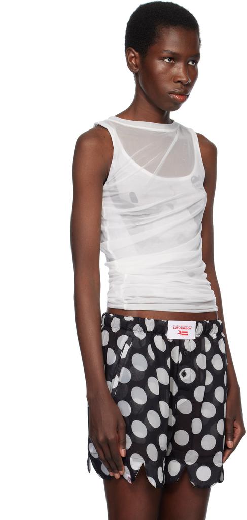Charles Jeffrey Loverboy White Draped Mesh Tank Top