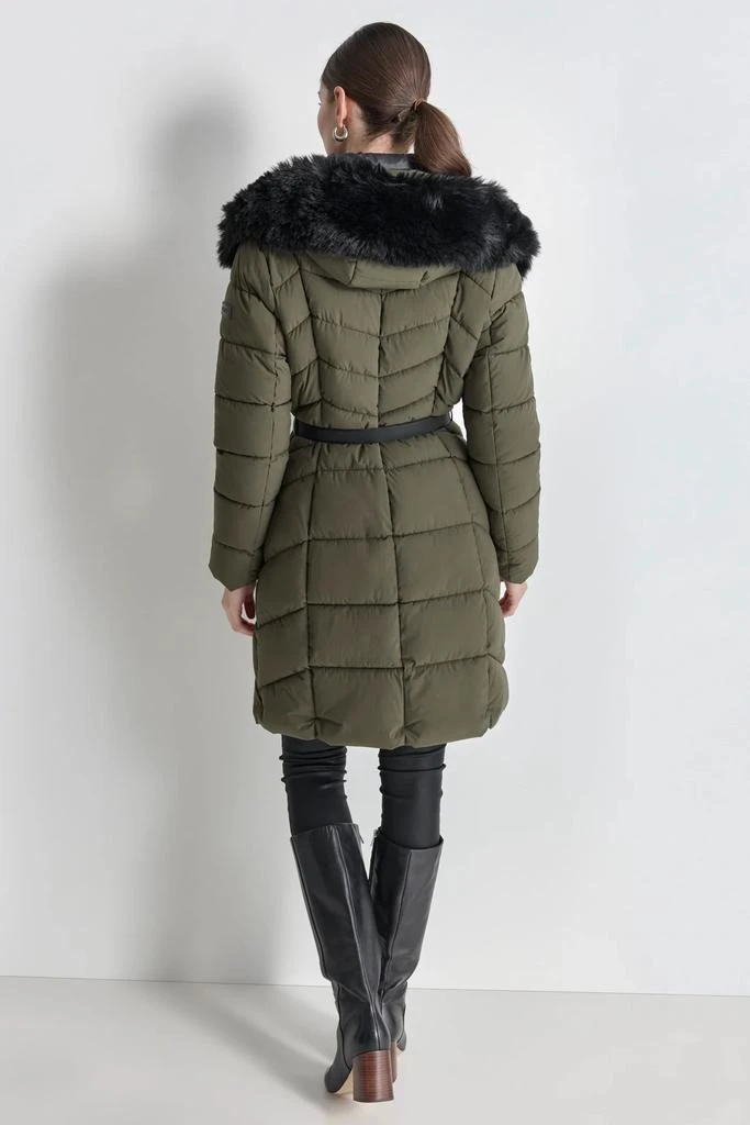 DKNY BIBBED FAUX-FUR HOODED PUFFER 2