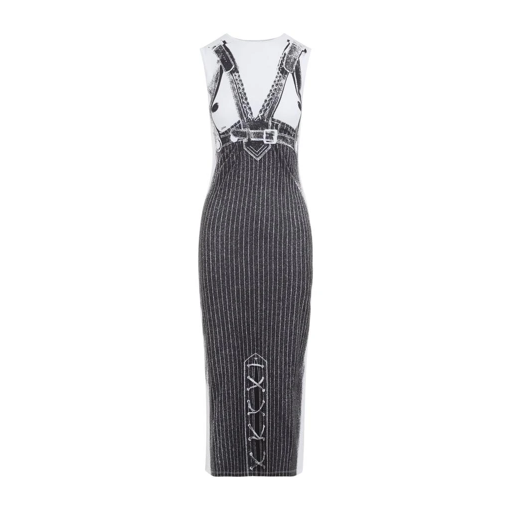 Jean Paul Gaultier White and black Trompe-l`œil Madonna Long Dress 2
