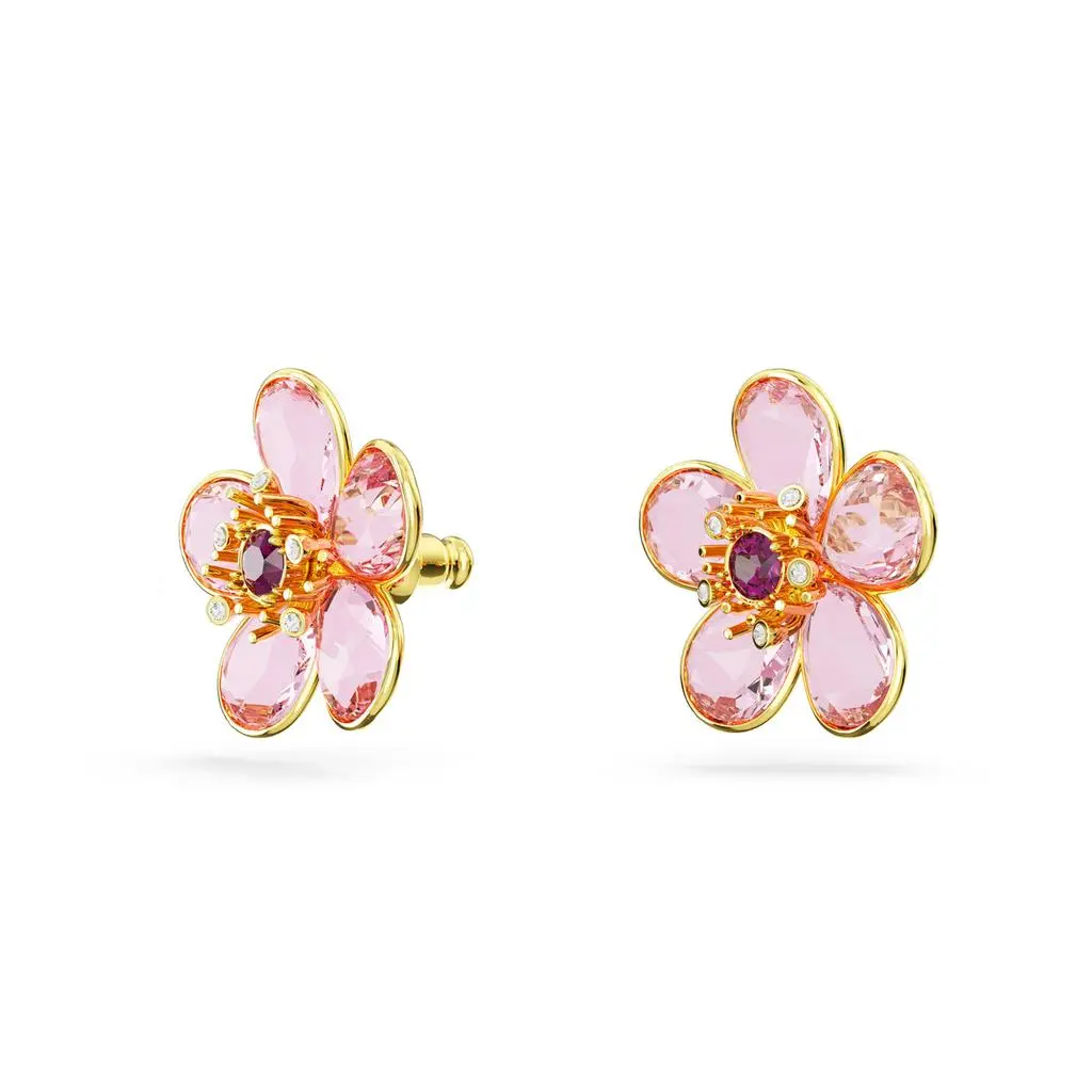Swarovski Florere stud earrings flower pink gold-tone plated 6