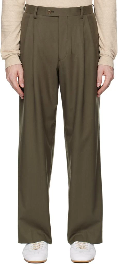 AURALEE Khaki Super Fine Tropical Wool Trousers - Pants - BeyondStyle 