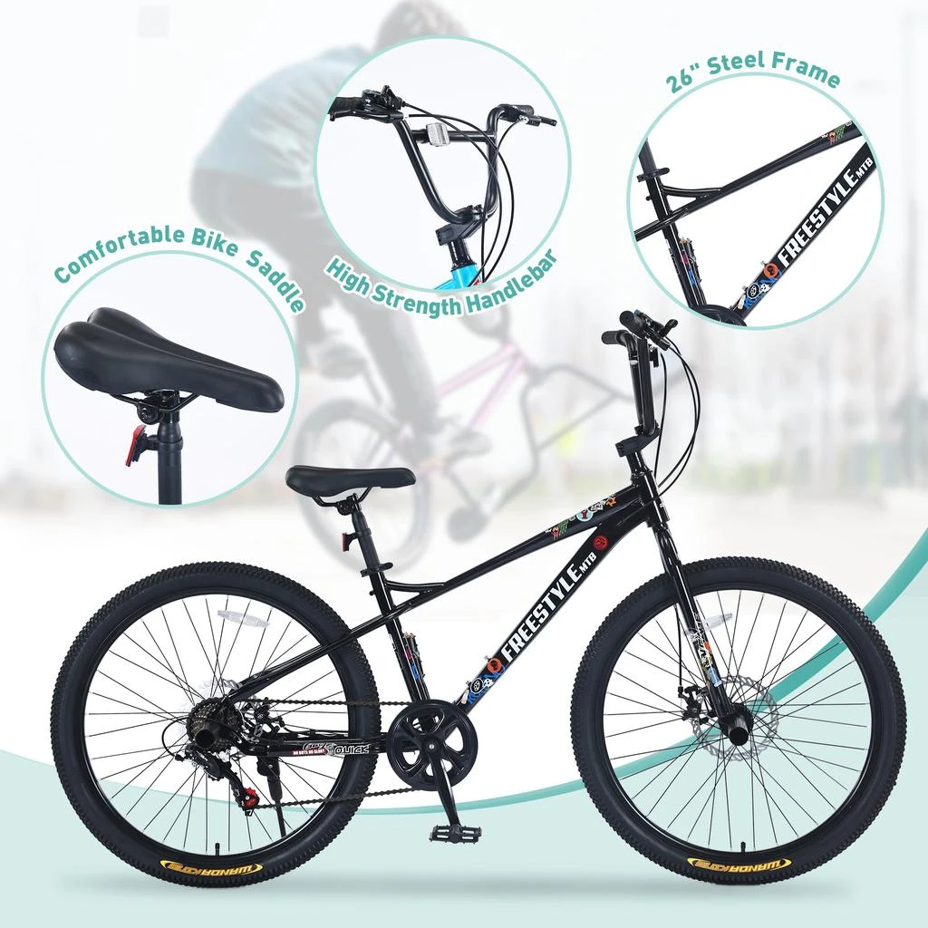 Streamdale Furniture Streamdale Freestyle Kids Bike Double Disc Brakes 26 Inch Children's Bicycle 2